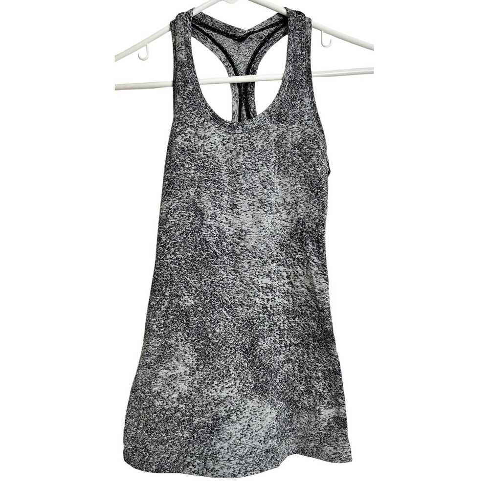 Lululemon Tank Top Racerback Workout Athletic Heathered Gray Black Size 6